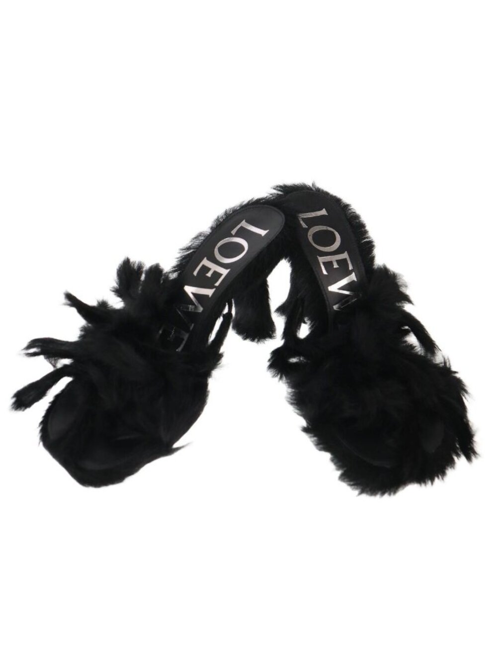 Loewe Fur Sandals Black